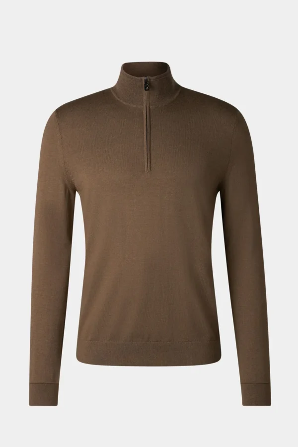 Bogner Pullover met Halfzip Ouri, Bruin