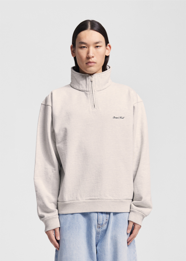 Bram's Fruit Script Logo Quarter Zip, Beige