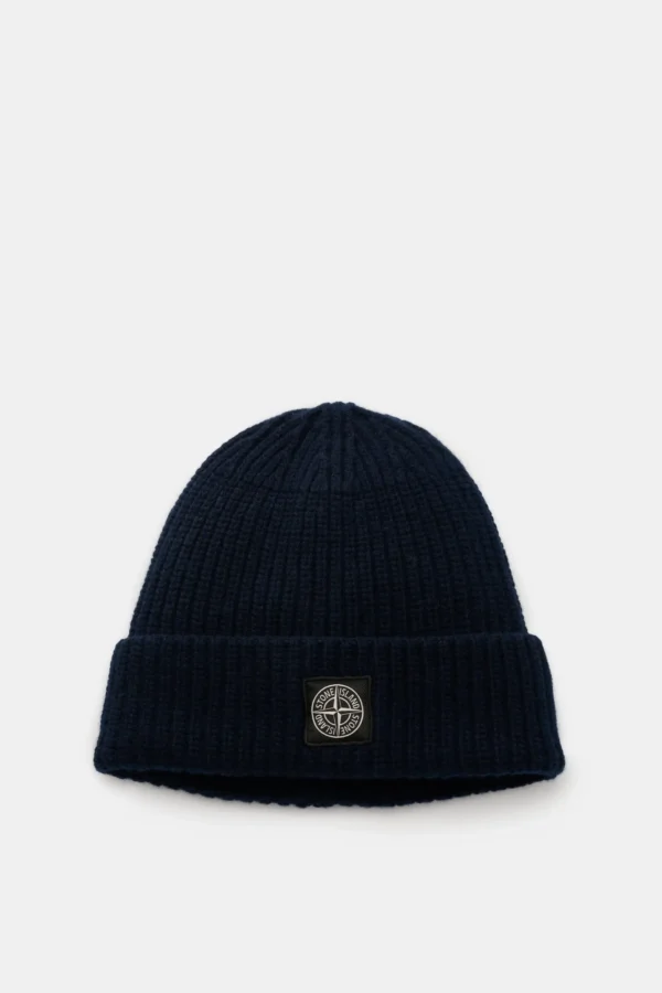 Stone Island Beanie met patch, Blauw