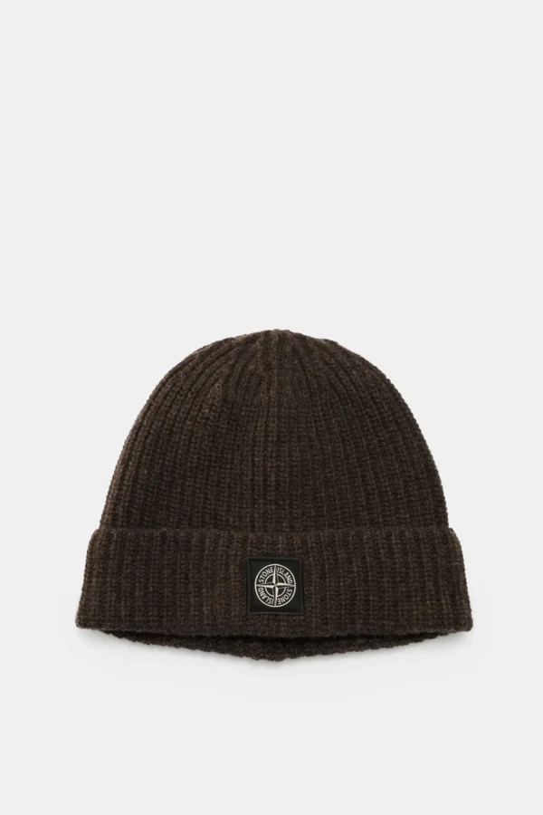 Stone Island Beanie met patch, Bruin