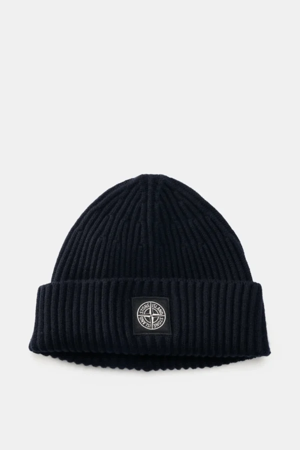 Stone Island Muts in rib met patch, Blauw